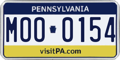 PA license plate MOO0154