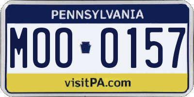 PA license plate MOO0157
