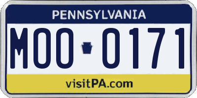 PA license plate MOO0171
