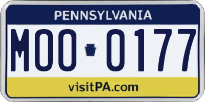 PA license plate MOO0177