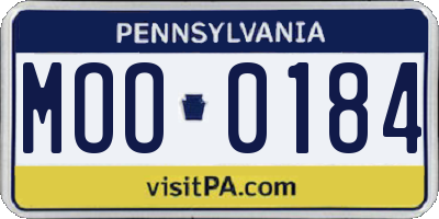 PA license plate MOO0184