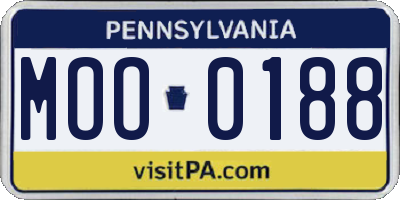 PA license plate MOO0188