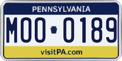 PA license plate MOO0189