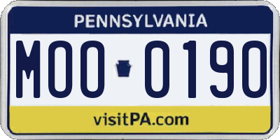 PA license plate MOO0190