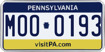 PA license plate MOO0193
