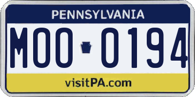 PA license plate MOO0194