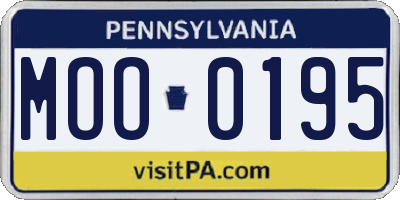 PA license plate MOO0195