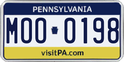 PA license plate MOO0198