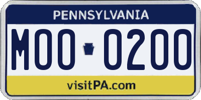 PA license plate MOO0200