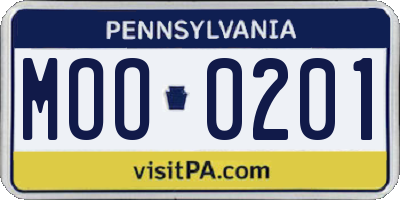 PA license plate MOO0201