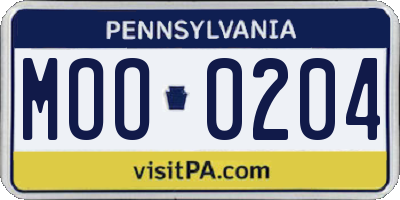 PA license plate MOO0204
