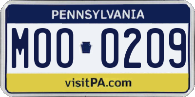PA license plate MOO0209
