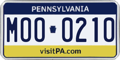 PA license plate MOO0210