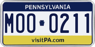 PA license plate MOO0211