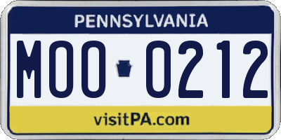 PA license plate MOO0212