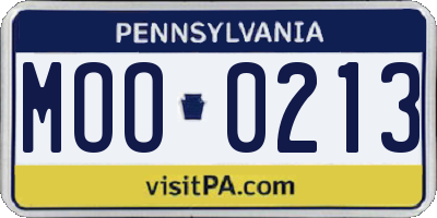 PA license plate MOO0213