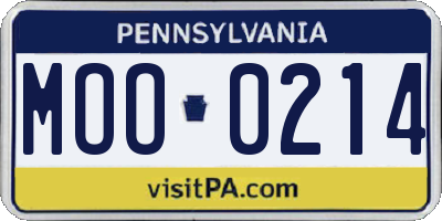 PA license plate MOO0214