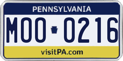 PA license plate MOO0216