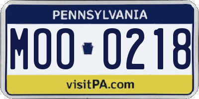 PA license plate MOO0218