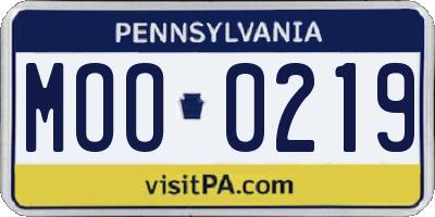 PA license plate MOO0219