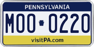 PA license plate MOO0220