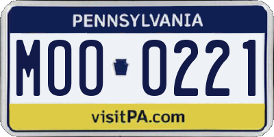 PA license plate MOO0221