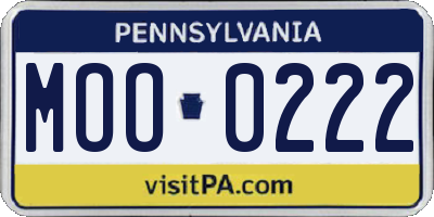 PA license plate MOO0222
