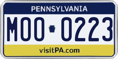 PA license plate MOO0223