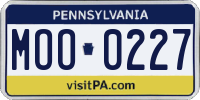 PA license plate MOO0227