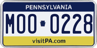 PA license plate MOO0228