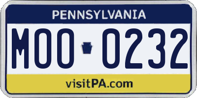 PA license plate MOO0232