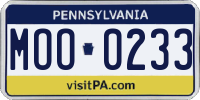 PA license plate MOO0233
