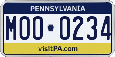 PA license plate MOO0234