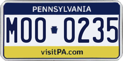 PA license plate MOO0235