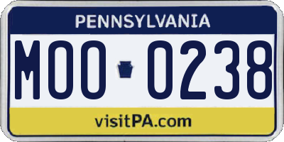 PA license plate MOO0238