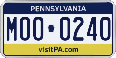 PA license plate MOO0240
