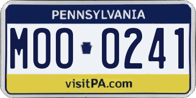 PA license plate MOO0241