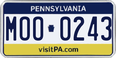 PA license plate MOO0243