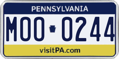 PA license plate MOO0244