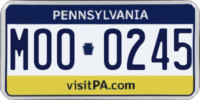 PA license plate MOO0245