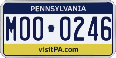 PA license plate MOO0246