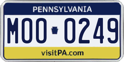 PA license plate MOO0249