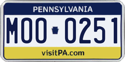 PA license plate MOO0251
