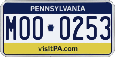 PA license plate MOO0253