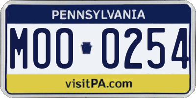 PA license plate MOO0254