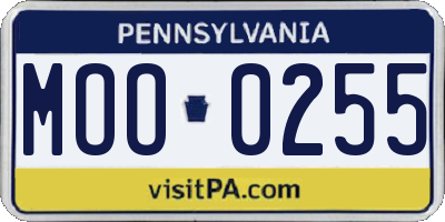 PA license plate MOO0255