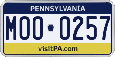 PA license plate MOO0257