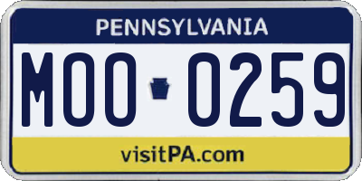 PA license plate MOO0259