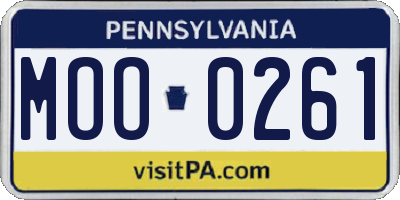 PA license plate MOO0261