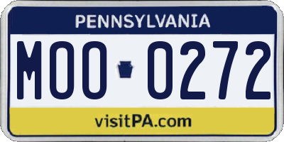 PA license plate MOO0272